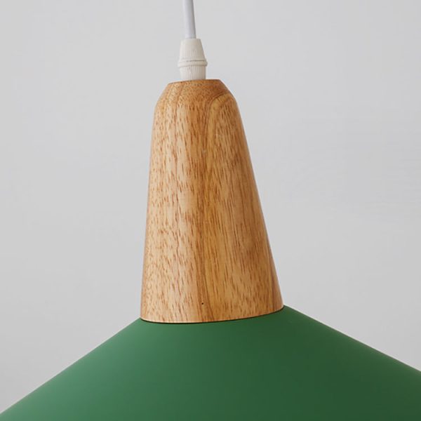 Nordic Minimalist Macaron Solid Color Aluminum Wood 1-Light Pendant Light - Image 7