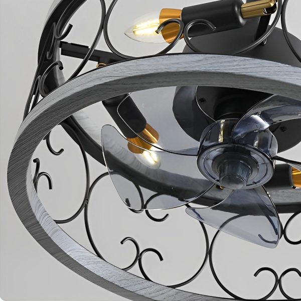 Retro Three Step Dimming LED Mute Bladeless Ceiling Fans with Remote - Image 26