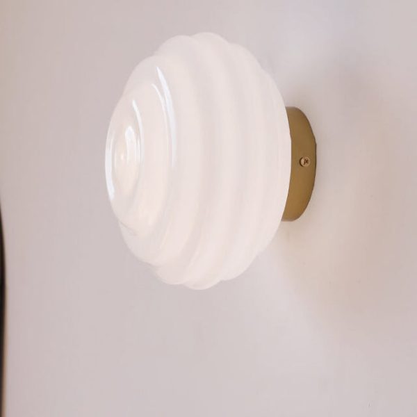 Nordic Cream Wave Round Glass Lampshade 1-Light Wall Sconce Lamp - Image 15