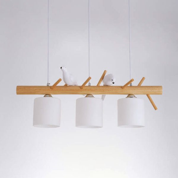 Nordic Minimalist Solid Wood Bird Decor Cylinder 2/3-Light Island Light Chandelier - Image 13