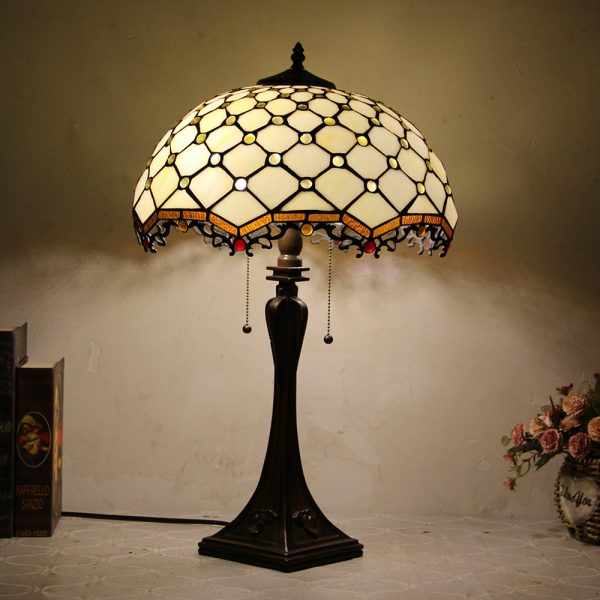 Tiffany Mediterranean Stained Glass Cone Pull Cord 2-Light Table Lamp - Image 24