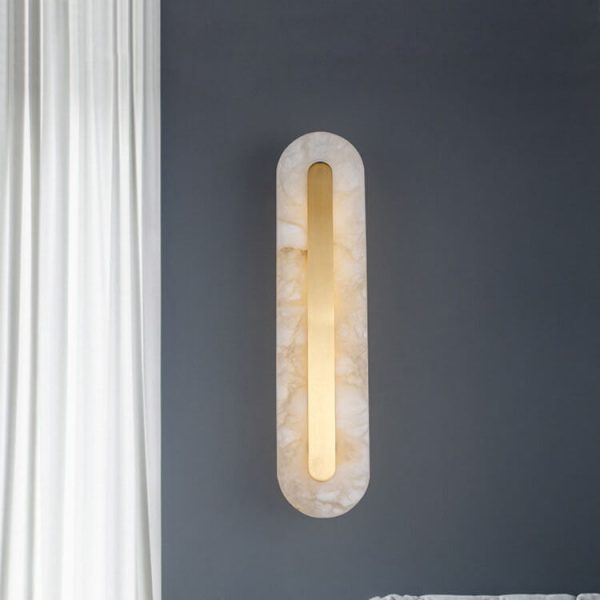Light Luxury Brass Marble Oval Square LED Wall Sconce Lamp - Image 25