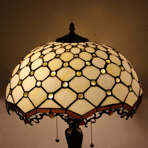 Tiffany Mediterranean Stained Glass Cone Pull Cord 2-Light Table Lamp - Image 25