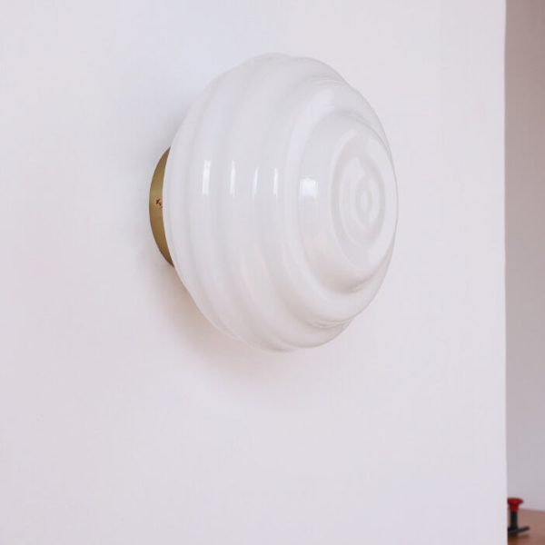 Nordic Cream Wave Round Glass Lampshade 1-Light Wall Sconce Lamp - Image 16