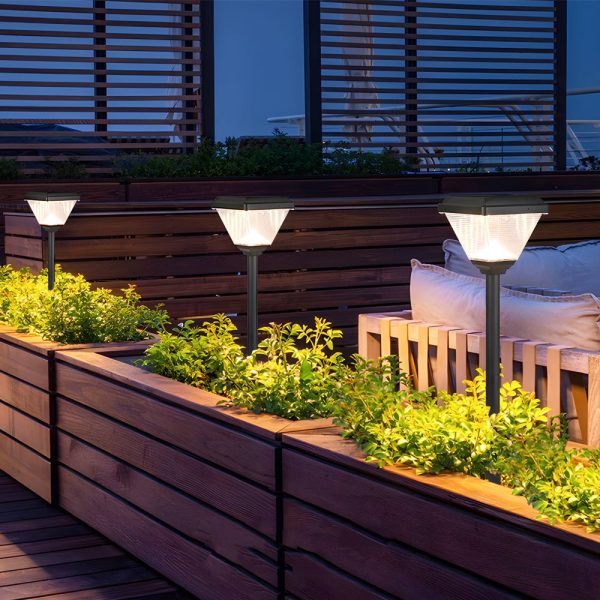 27.6-Inch H Modern Black LED Solar Pathway Post Light - Image 3