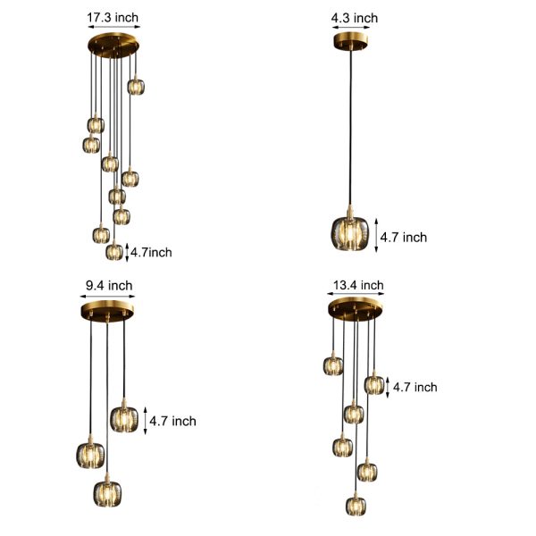 Long Spiral Cubes Crystal Pendant Light Dimmable Chandelier for Staircase - Image 15