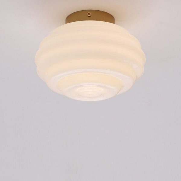 Nordic Cream Wave Round Glass Lampshade 1-Light Wall Sconce Lamp - Image 5