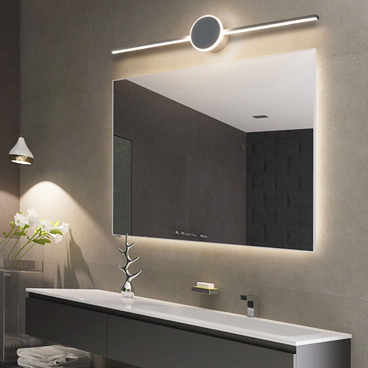 Nordic Minimalist Long Disc LED Vanity Light Wall Sconce Lamp - Image 1