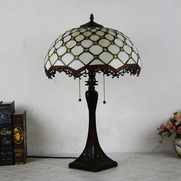 Tiffany Mediterranean Stained Glass Cone Pull Cord 2-Light Table Lamp - Image 27