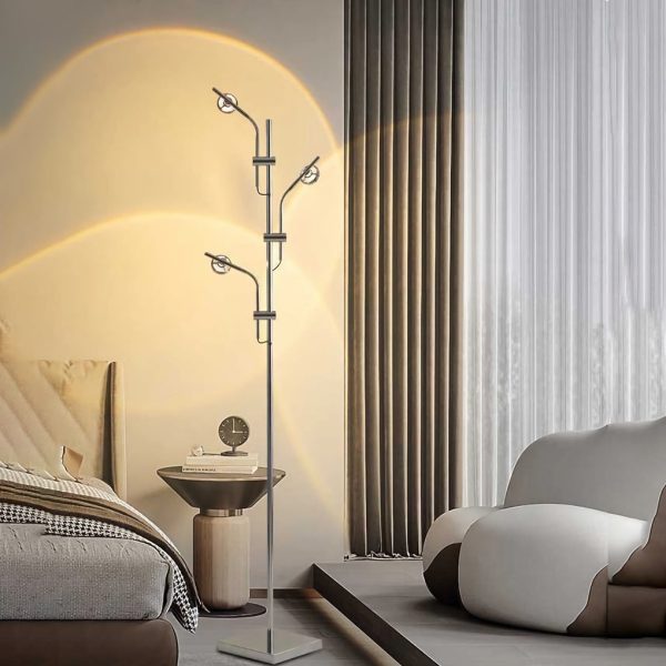 Industrial Multi-Angle Task Lighting Chrome Floor Lamp - Image 3