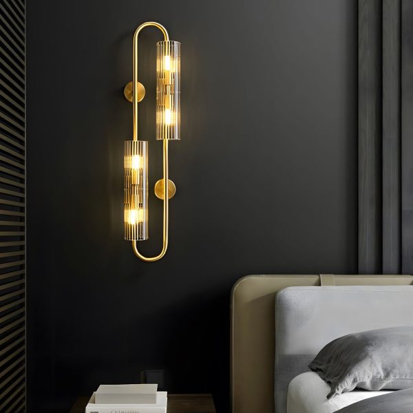 Modern Luxury 4-Light Oval Brass Wall Lamp with Clear Glass Shade - Image 2