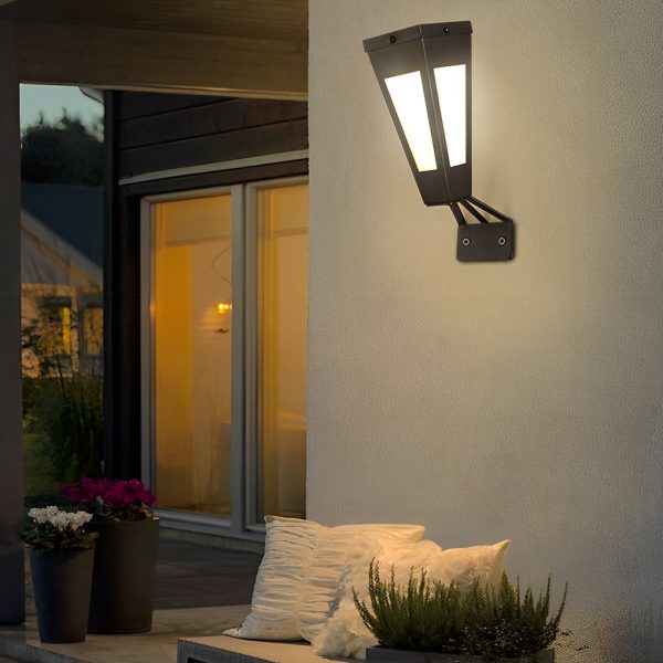 Waterproof Intelligent Metal LED Black Modern Solar Outdoor Wall Light - Image 3