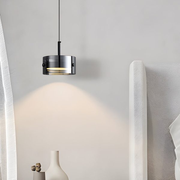 Short Cylinder Glass 3 Step Dimming LED Smoke Gray Nordic Pendant Lights - Image 3