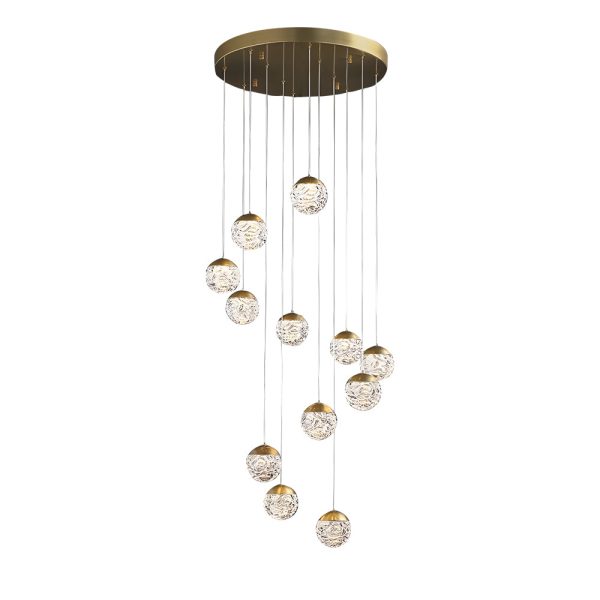 Spiral Pineapple Multi Glass Ball Staircase Chandelier LED Globes Hanging Ceiling Lights Suspension Lamp Drop Lights for Stairs - Image 11