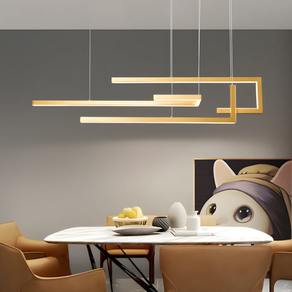 Strips Geometric LED Dimmable with Remote Control Nordic Dining Chandelier - Image 2