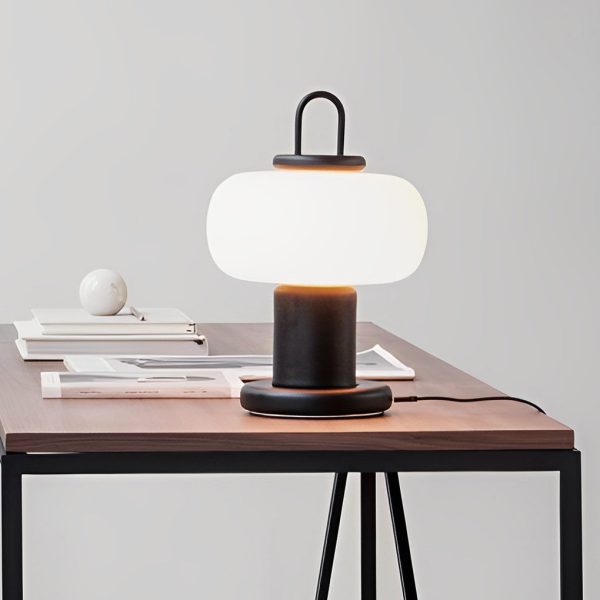 Modern Milk Glass Orb Table Lamp Portable LED Ambient Lighting - Image 2