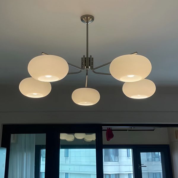 5 Lights Glass Three Step Dimming Light LED Nordic Chandelier Hanging Lamp - Image 2