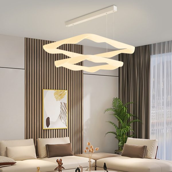 2/3 Square Rings Cream Style Three Step Dimming LED Modern Chandelier - Image 3