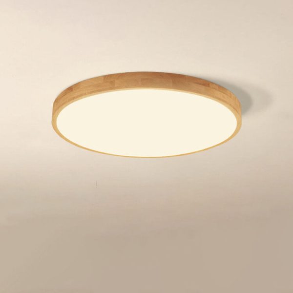 Nordic Solid Wood Round Ultra-Thin LED Flush Mount Ceiling Light - Image 15