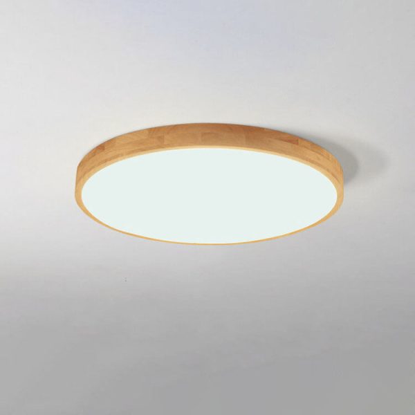 Nordic Solid Wood Round Ultra-Thin LED Flush Mount Ceiling Light - Image 14