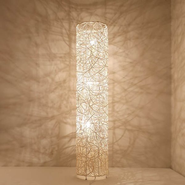 Minimalist Rattan Weaving Column Shaped 3-Light Standing Floor Lamp - Image 7