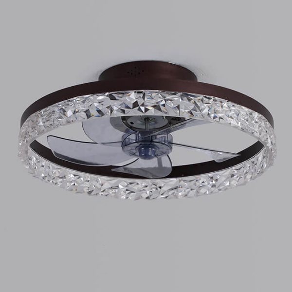 Modern Circle Ring LED Semi-Flush Mount Ceiling Fan Light - Image 12