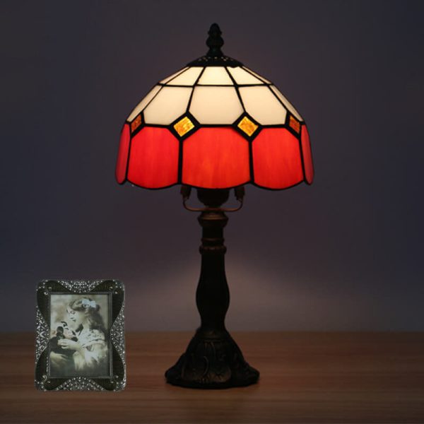 Vintage Tiffany Mediterranean Stained Glass 1-Light Table Lamp - Image 6