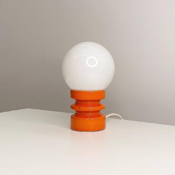 Vintage Orange Solid Glass 1-Light Table Lamp - Image 13
