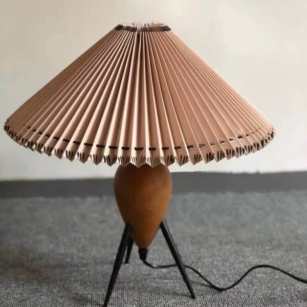 Vintage Bucket Pleated 1-Light Standing Table Lamp - Image 7