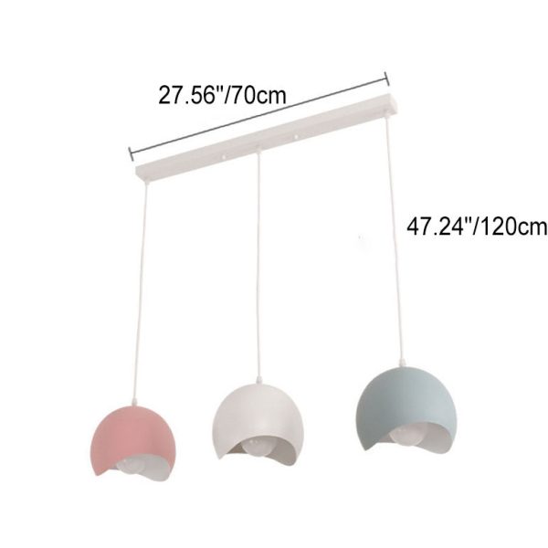 Nordic Solid Color Aluminum Round Dome 1/3 Light Island Light Chandelier - Image 7