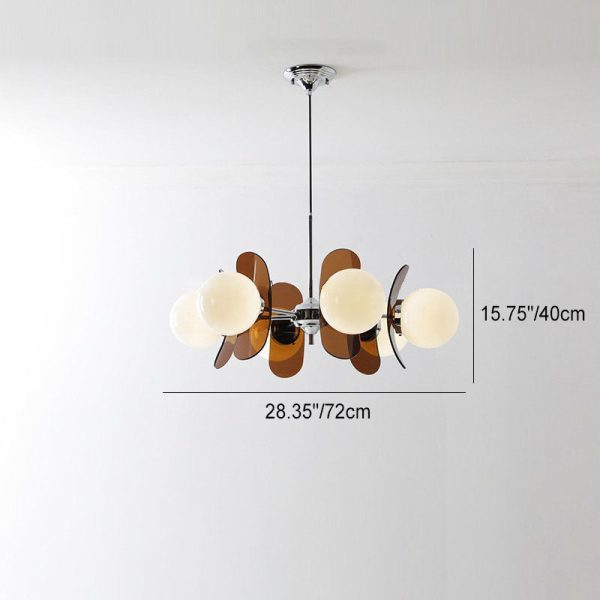 Modern Mid-Century Acrylic Magic Bean Glass Shade 3/5/6/8-Light Chandelier For Living Room - Image 6