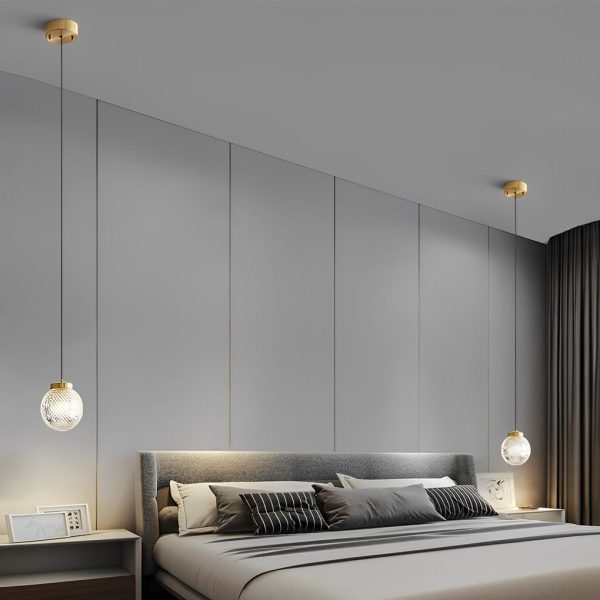 Mini Creative Pattern Round Ball Glass Brass Nordic Pendant Lights - Image 2