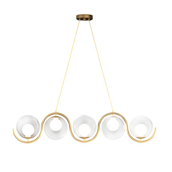 3/5-Light Wavy Linear Island Light with Ball Glass Shade for Dining Room - Image 11