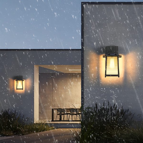 Waterproof Thickened Glass Black Retro Solar Outdoor Wall Lights - Image 4