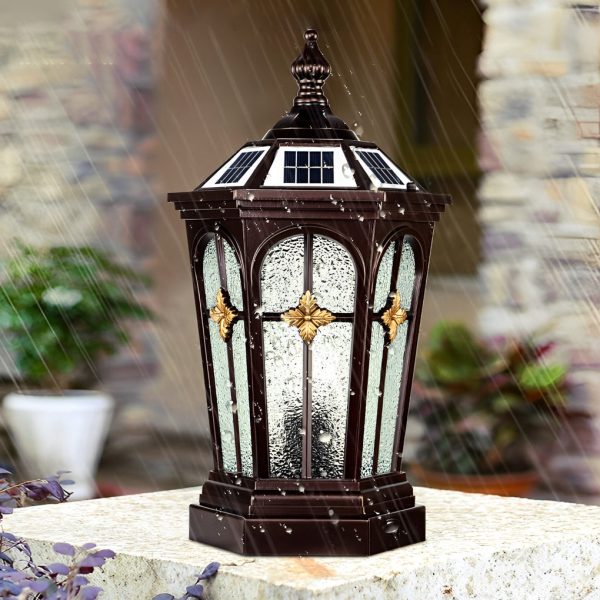 Waterproof LED Three Step Dimming European Style Solar Fence Post Lights - Image 2