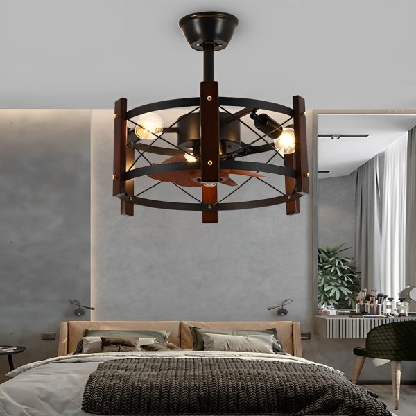 Retro Metal Black American Style Bladeless Ceiling Fans with Chandelier - Image 2