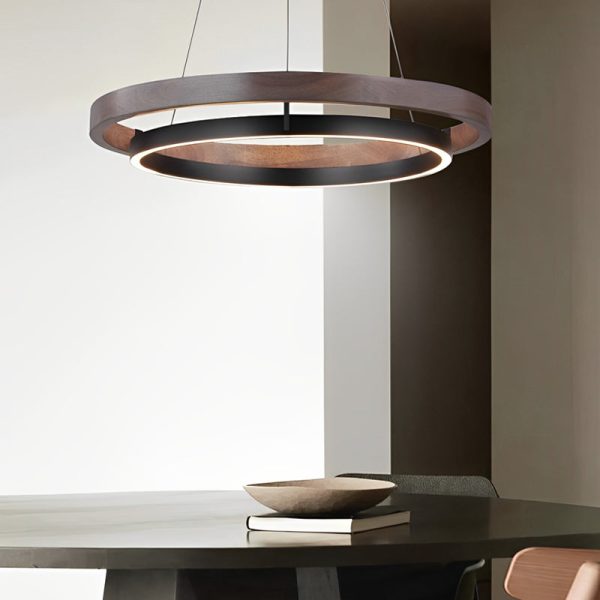 Round Minimalist Three Step Dimming LED Black Modern Chandelier Lights - Image 2