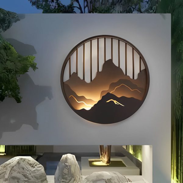 Round Mountain Scenery LED Waterproof Outdoor Wall Sconce Lighting - Image 2