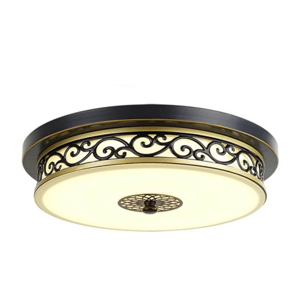 Vintage Circle Patterned Edge Iron 1-Light LED Flush Mount Ceiling Light - Image 16