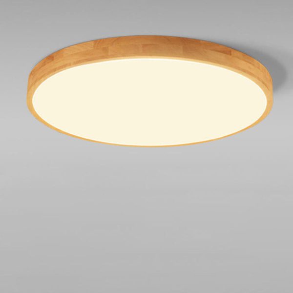 Nordic Solid Wood Round Ultra-Thin LED Flush Mount Ceiling Light - Image 16