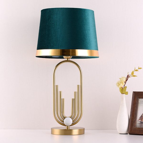 Modern Luxury Fabric Gold Oval Ring Base 1-Light Table Lamp - Image 13