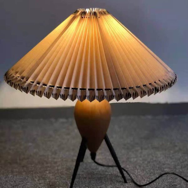Vintage Bucket Pleated 1-Light Standing Table Lamp - Image 9