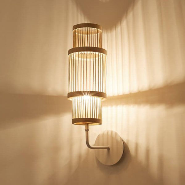 Modern Bamboo Weaving Cylindrical 1-Light Wall Sconce Lamp - Image 10
