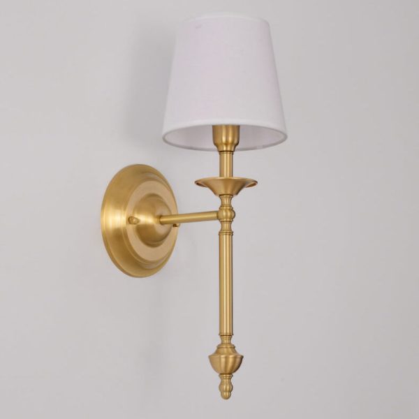 Modern Brass Fabric Shade 1/2 Light Wall Sconce Lamp - Image 13