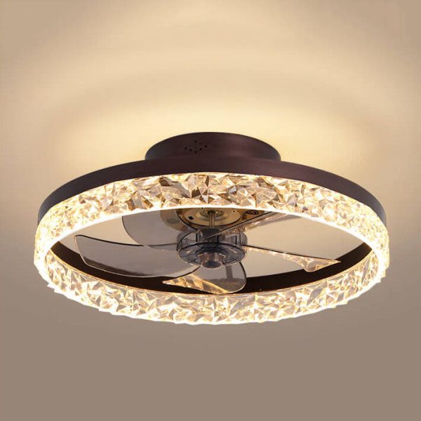 Modern Circle Ring LED Semi-Flush Mount Ceiling Fan Light - Image 13