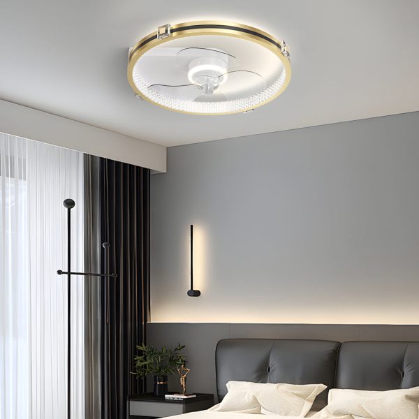 Creative Ring LED Three Step Dimming Mute Gold Modern Fans Ceiling with Lights - Image 2