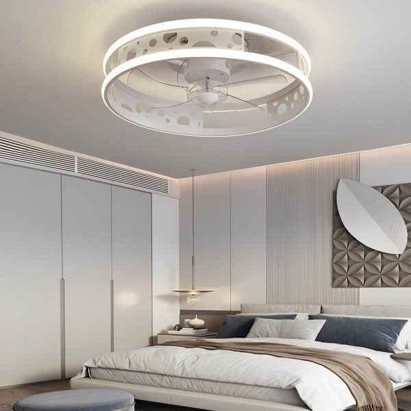 Round Three Step Dimming LED Nordic Bladeless Ceiling Fans with Remote - Image 3