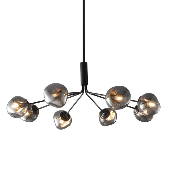 3/5/8-Light Molecule Dimpled Lava Glass Chandelier with Black Metallic Arms - Image 13