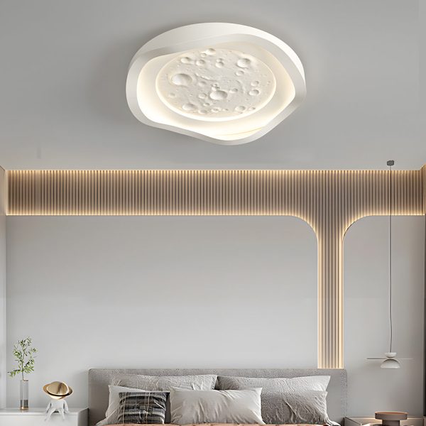 White Resin Lunar LED Flush Mount Wave Ceiling Light Round Ceiling Lamp Ceiling Lighting for Bedroom - Image 3