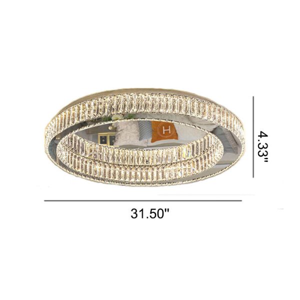 Modern Round Flush Mount Lighting Crystal LED Ceiling Light - Image 10